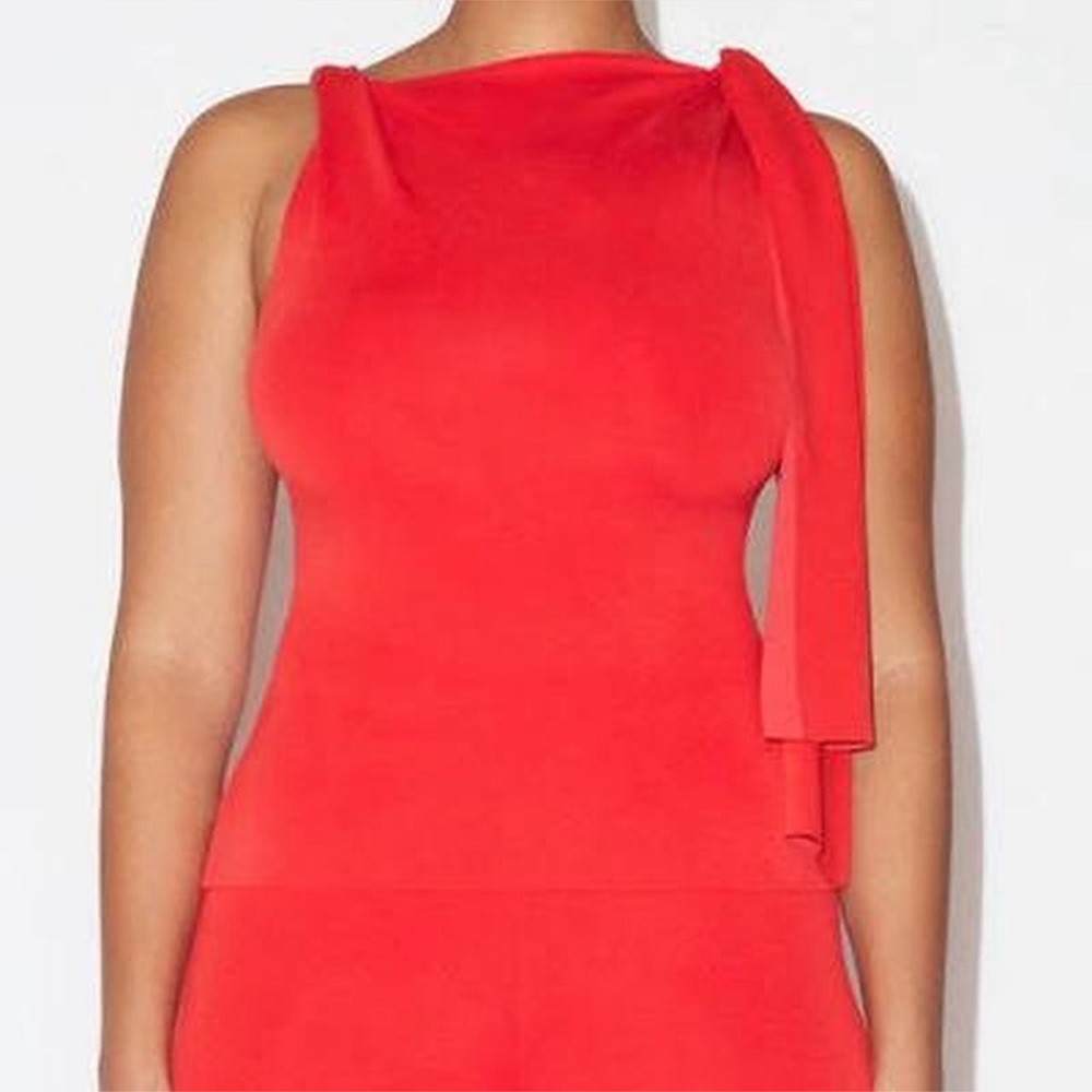 Elegant Red Sleeveless Blouse